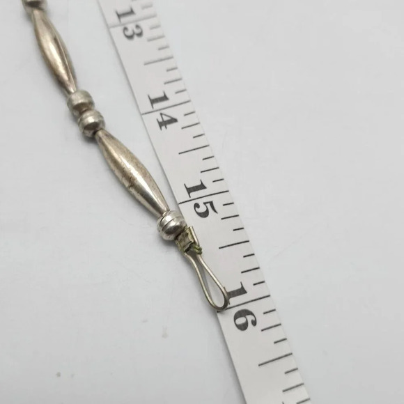 Vintage Navajo Sterling Silver Blue Turquoise Feather Necklace 16 Inches Long - Picture 5 of 6